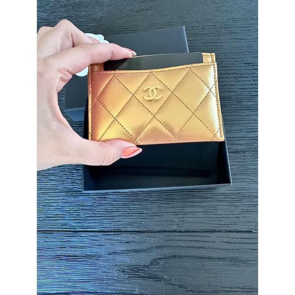 Chanel NWT gold  metalic cardholder wallet